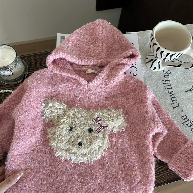 Костюм для девочек новинка 2024 зимняя детская одежда корейский стиль плюшевый