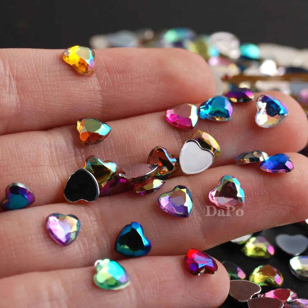 

13 цветов 6 мм ab в форме сердца Стразы для ногтей кристалл акриловая плоская задняя спинка декоративный кристалл для ногтей