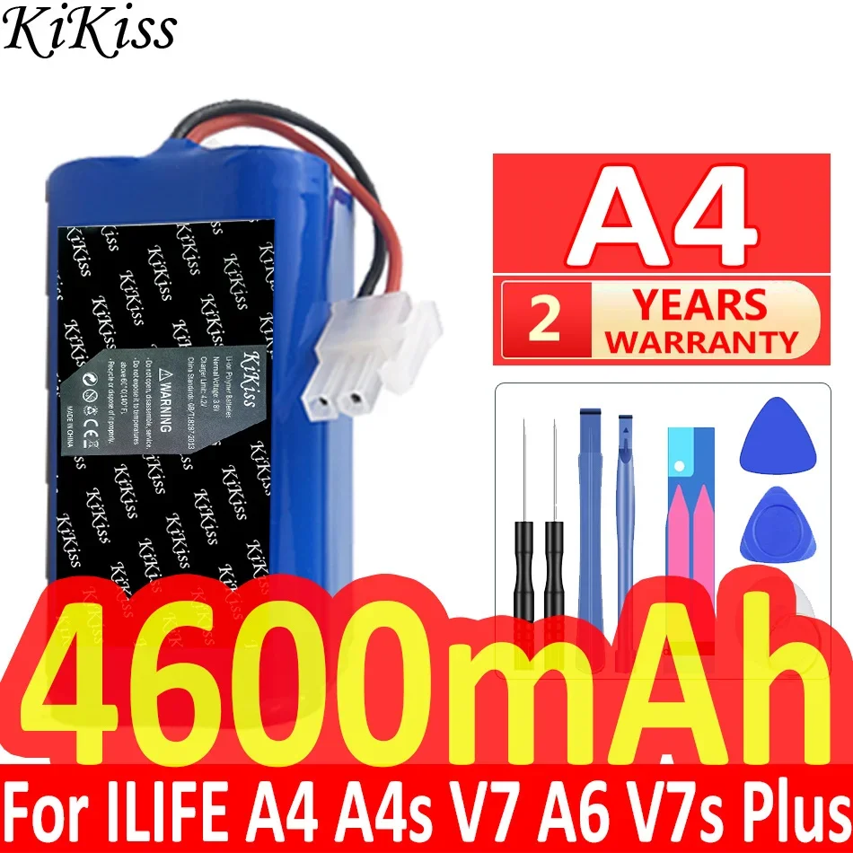 Мощный аккумулятор KiKiss 4600 мАч для робота-пылесоса ILIFE A4 A4s V7 A6 V7s Plus полная емкость