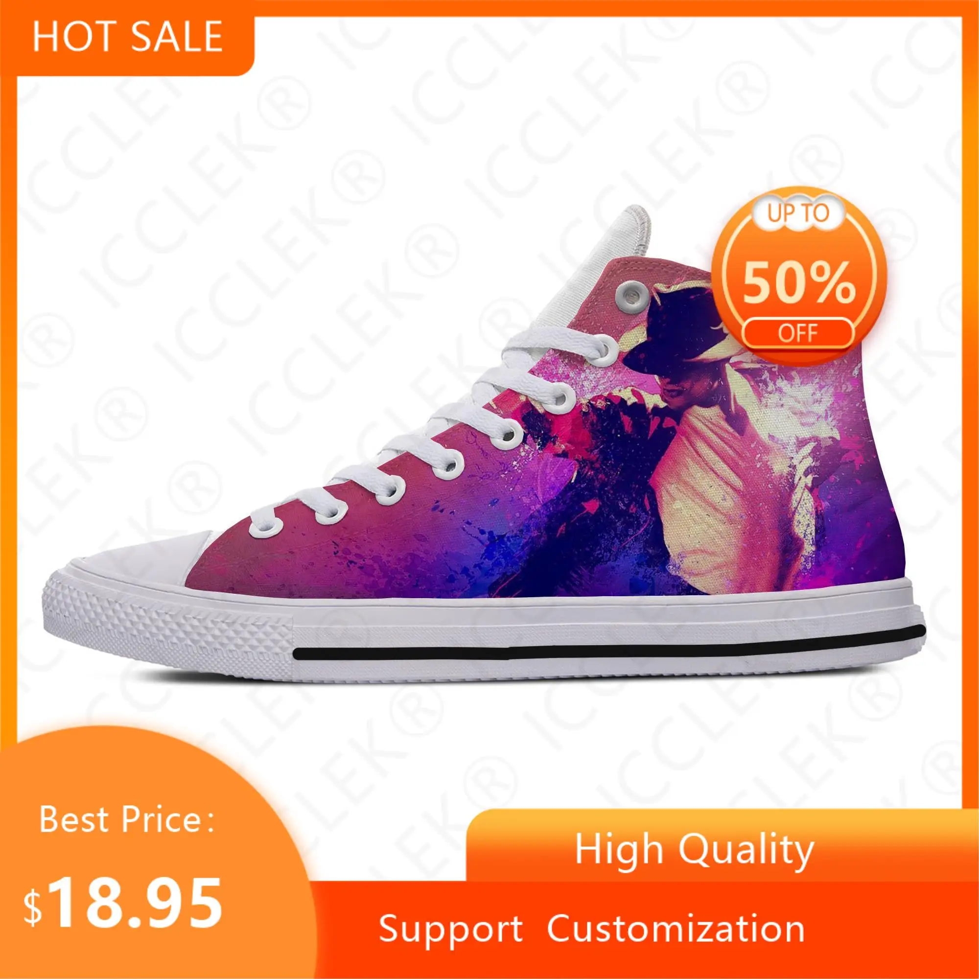 

Hot Men Women Hip Hop Fashion Sneakers Summer Mens King of Pop Michael Jackson Lightweight Breathable Comfortable Canvas Shoe