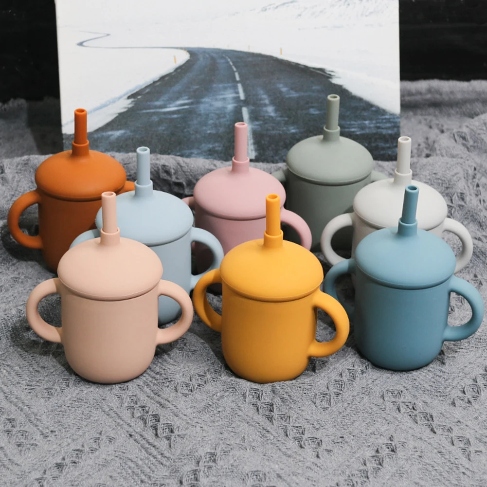 

150ml Silicone Baby Feeding Cups with Straw Infant Learning Drinking Water Bottle Toddlers Kids Leakproof Sippy Drinking Cup