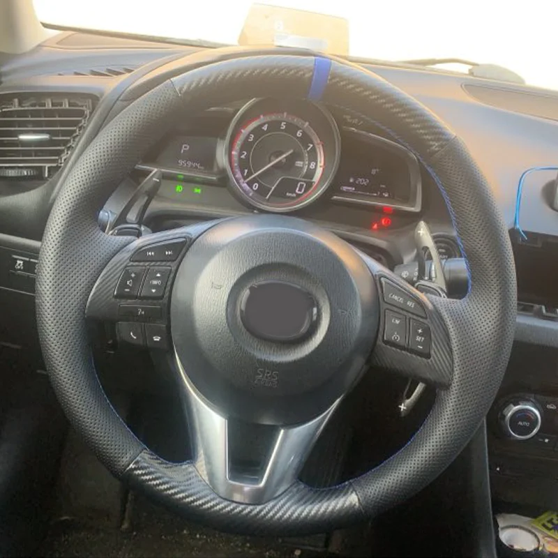 

Кожаный чехол на руль CARDAK из углеродного волокна для Mazda 3 Axela Mazda 6 Atenza Mazda 2 CX-3 CX-5 2013 2014 2015 2016 2017