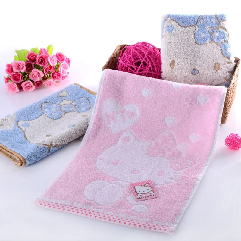 

Полотенце Hello Kitty, полотенце для лица, аниме, кавайное розовое банное полотенце, детское хлопковое милое полотенце для мытья лица, бытовое по...