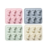 6 cell silicone cake mold baby shower feet shape kitchen accessories tools tray handmade diy cute biscuit dessert chocolate mold