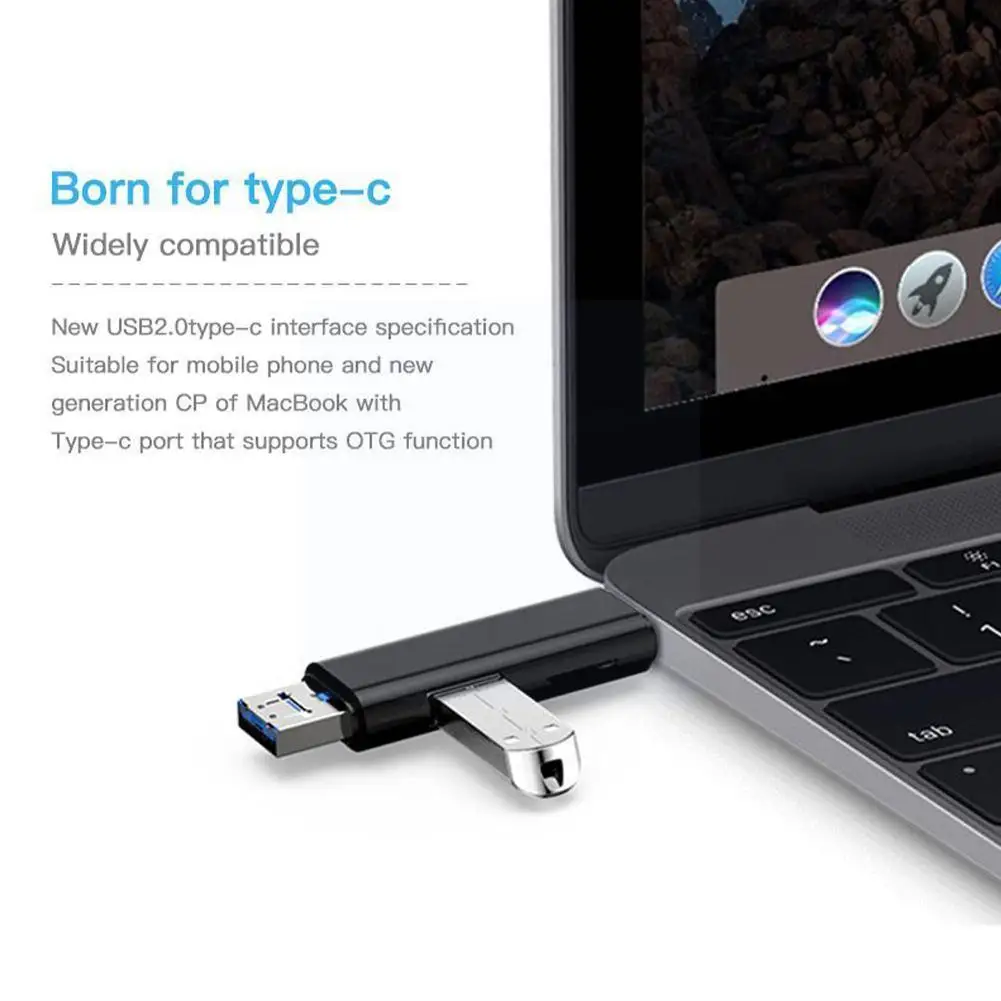 

Устройство для чтения карт памяти Micro-sd/Sd/Usb Type-c, 5 в 1
