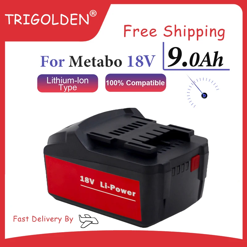

18V 9.0Ah Battery for Metabo Cordless Power Tool Drill Drivers for Metabo 18V Battery Charger Set 9000mah 625592000 625591000