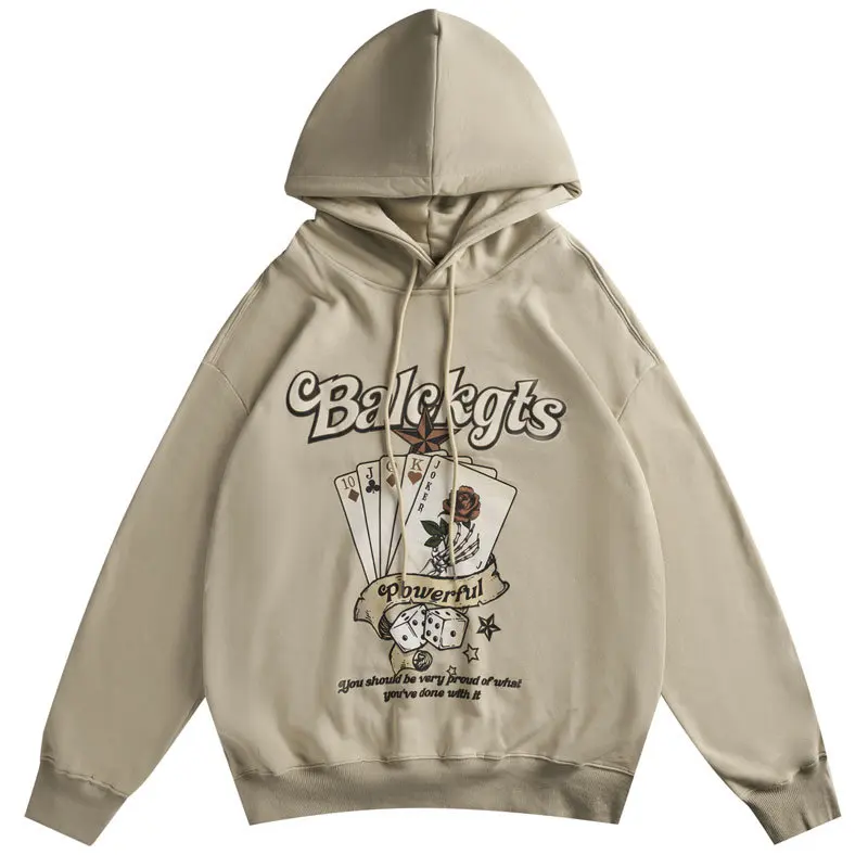 

Men Hip Hop Hoodie Sweatshirt Harajuku Skull Poker Print Hooded Streetwear Fashion Casual Cotton Loose Punk Pullover Sweatshirt