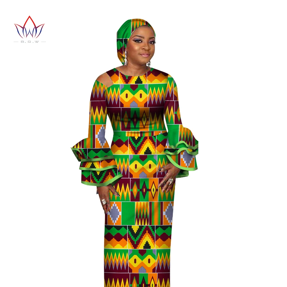 Vintage Dress New Style African Dresses for Women Vestidos Speaker Sleeve African Clothing Dashiki Party Dresses WY2702