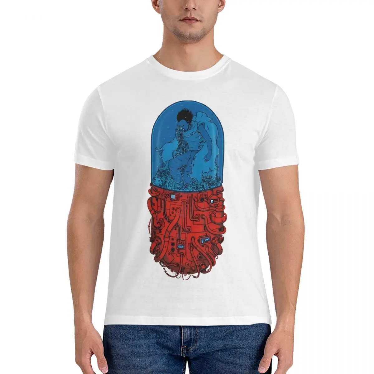 Мужская футболка с принтом капсулы Tetsuo потрясающая из чистого хлопка круглым