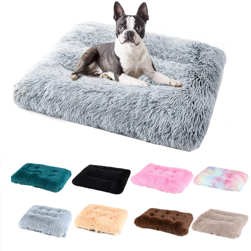 

Long Plush Dog Bed Square Dog Mat Pet Cushion Blanket Soft Fleece Cat Cushion Puppy Chihuahua Sofa Mat Pad For Small Large Dogs