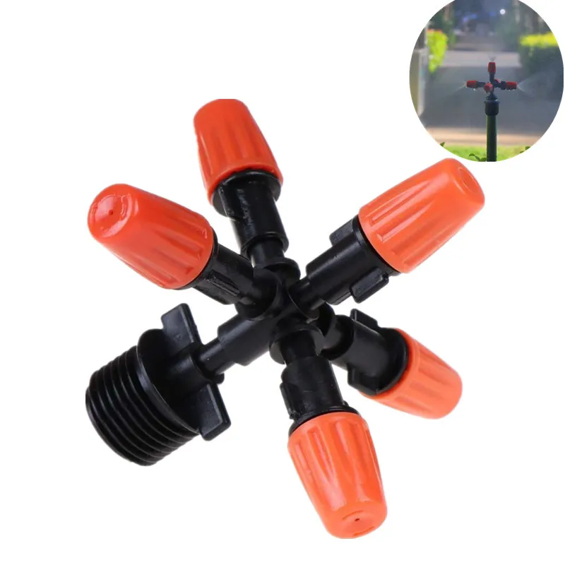 

5pcs Five Outlet Atomizing Nozzle Gardening Greenhouse Watering Flowers Water Spray Cooling Dust Removal Micro Misting Sprinkler