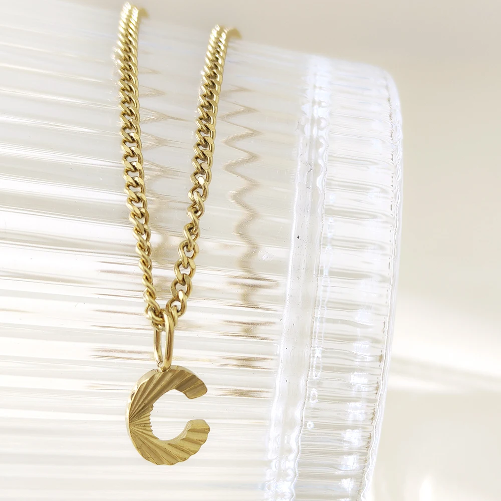 Женское Ожерелье из нержавеющей стали 10 шт. 26 букв кулон Золотая кубинская цепь