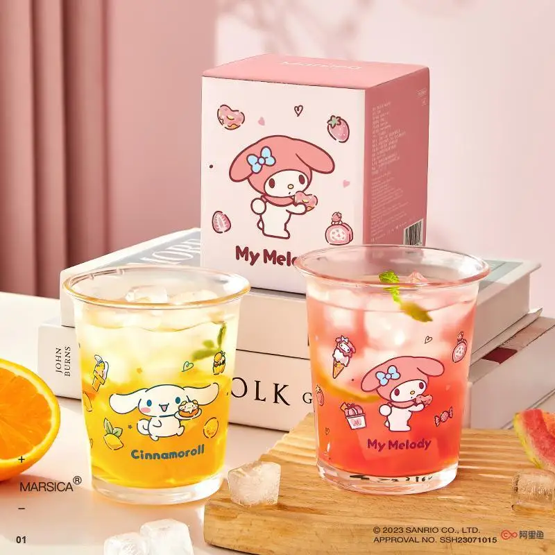 

400ML Hellokitty Cartoon Glass Kawaii Creativity Anime Print Girl Household Good Looking Delicate Juice Milk Coffee Cup Gift