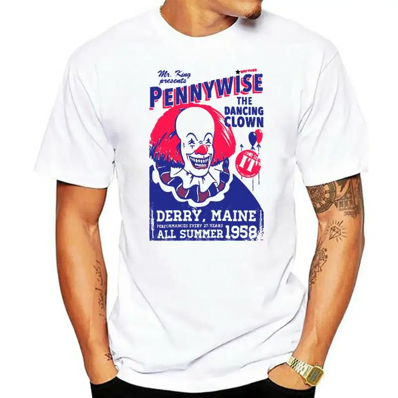 

Pennywise Clown Stephen King 1990 Horror Movie It Cosplay Tee T Shirt Cotton Men T Shirt New Women Summer