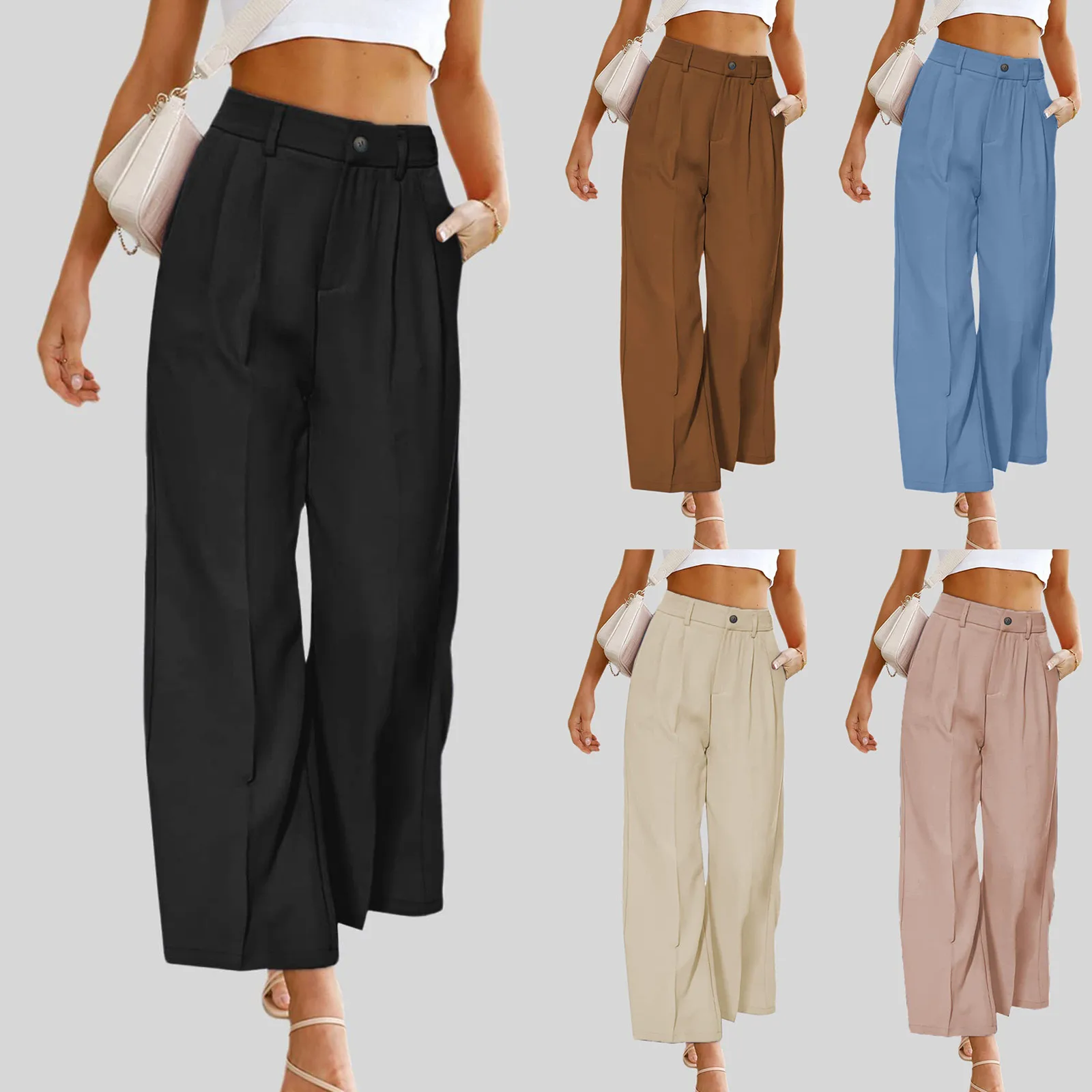 2023 Harem pants Pants New Women Loose High waist Solid Summer Casual Wide Leg Pants Fashion Female gympants Trouser pantalones