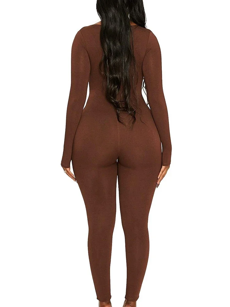 II женские комбинезоны с длинными рукавами однотонные облегающие модные