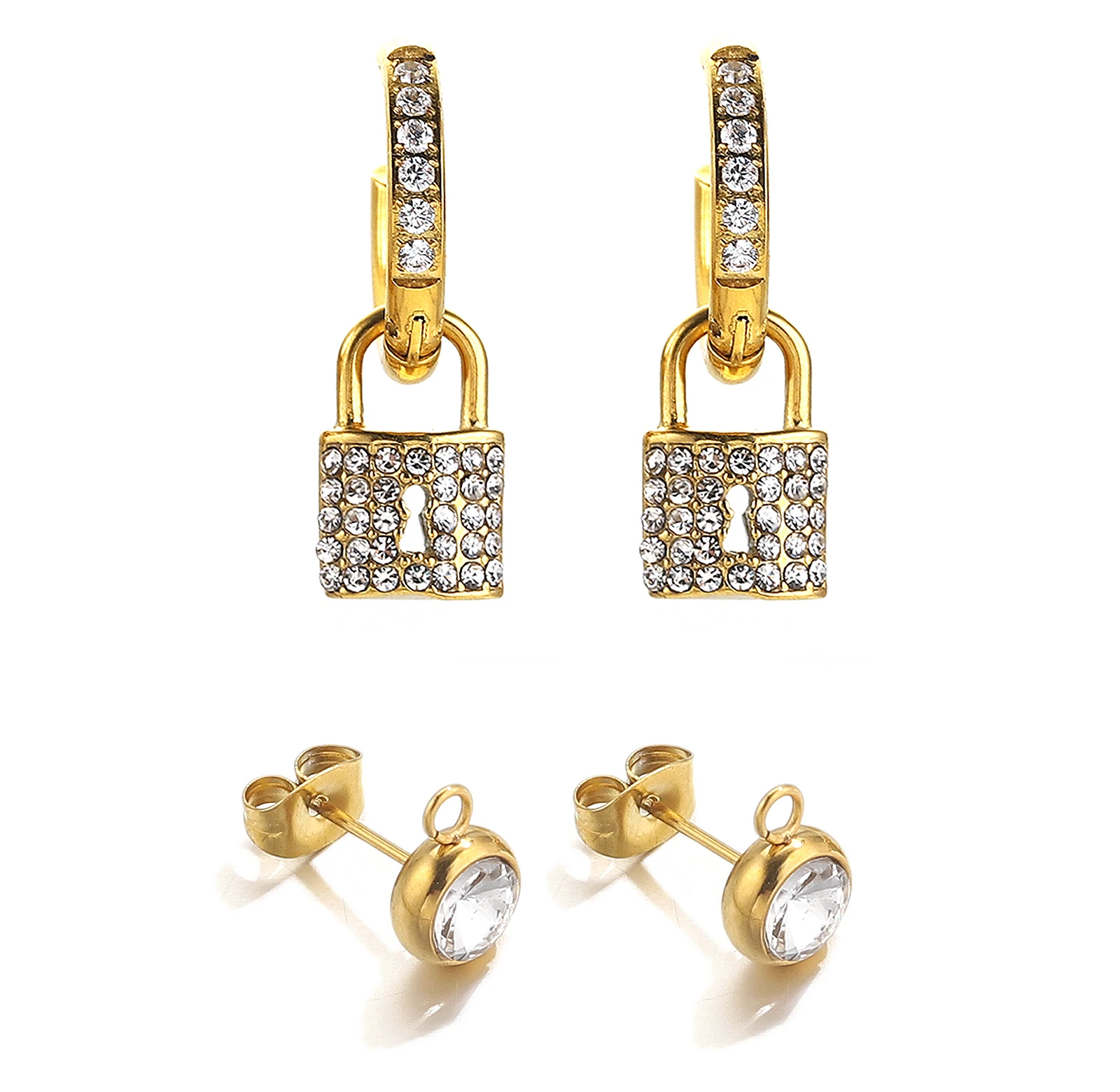 Висячие Серьги Huggie С Подвесным Замком Дизайн Женские Модные Ювелирные Изделия