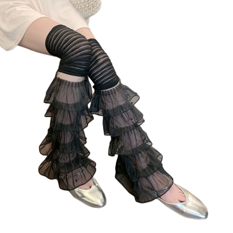 

Fashionable Y2K JK Lace Leggings Knee High Stockings Gothic Pile Up Socks Accessories for Travel, Shopping, and Event