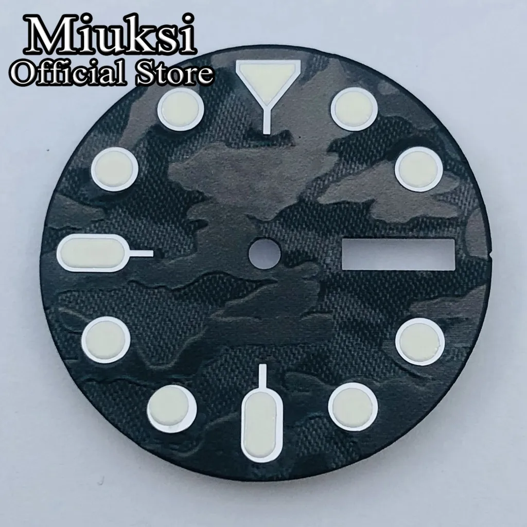 Черный циферблат часов Miuksi 28 5 мм зеленый светящийся подходит для механизма NH36