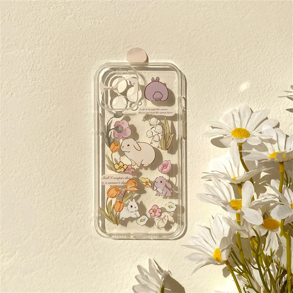 

Little Fresh Rabbit Protective Case iPhone 14 Apple 13pro/12/11/xr Fashion Personality Drop proof Transparent Phone Case