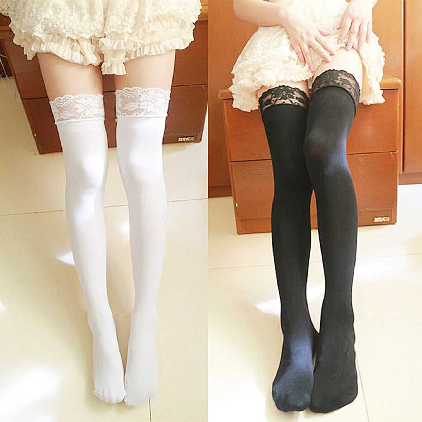 

Women Lace Over Knee Stockings Solid Lace Lace Stockings Stock Warmer