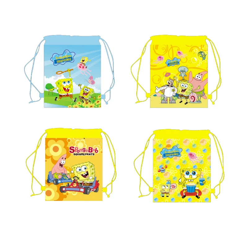 

Super Game Non-woven Bag Fabric Sponge-Bob Backpack Girl Child Travel School Bag Mochila Drawstring Gift Bag party supplies