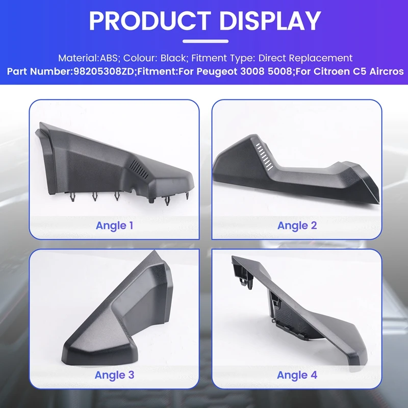 Rear View Mirror Bottom Cover Kit Inside Base 98205308ZD For Peugeot 3008 5008 Citroen C5 Aircros