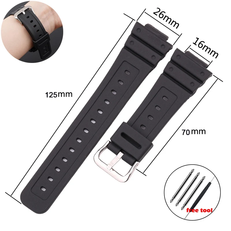 

Rubber Watch Strap Silicone Band For Casio 5600 Series Watch Accessories Watchbands Men Sports Resin DW6900 Bracelet 16mm X 26mm