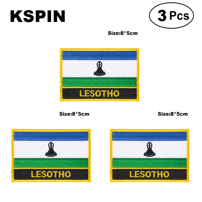 Lesotho Rectangular Shape Flag patches embroidered flag patches national flag patches for clothing DIY Decoration