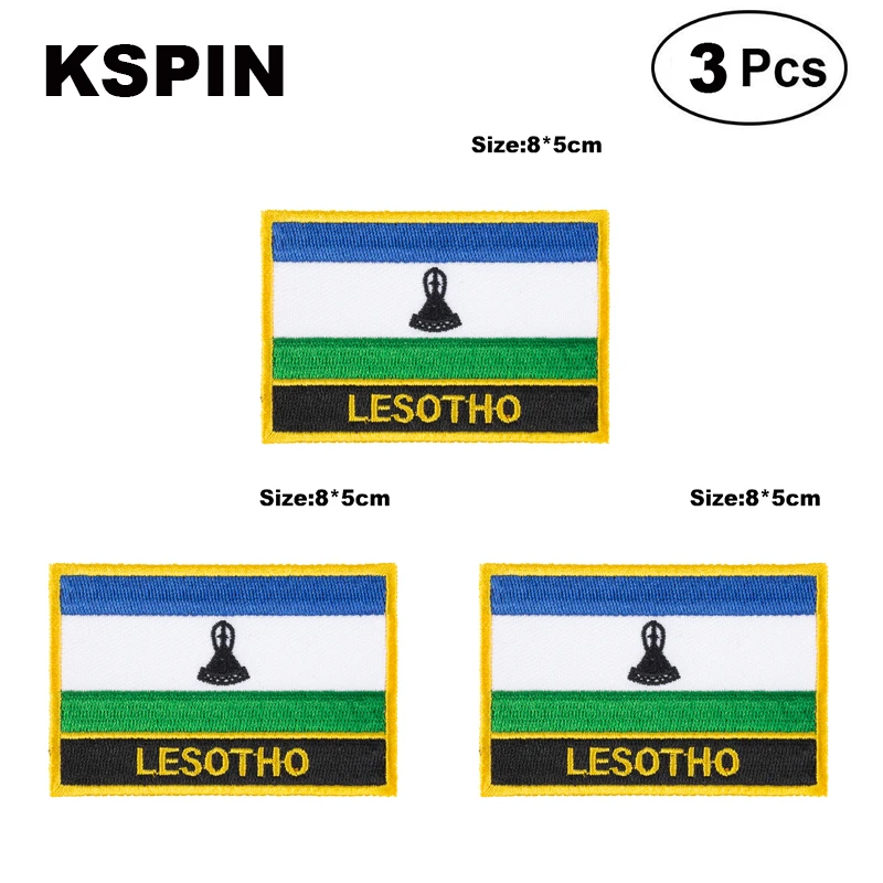

Lesotho Rectangular Shape Flag patches embroidered flag patches national flag patches for clothing DIY Decoration
