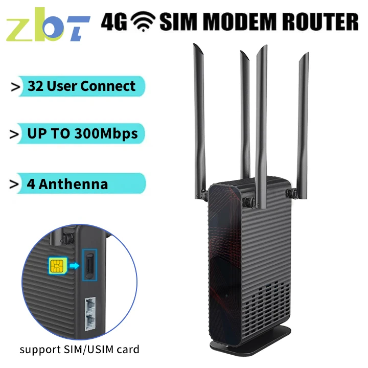 ZBT 3G 4G Router WIFI 1200M 300M TM22G LTE Modem WAN 2*LAN Built-in SIM Card High Gain Antenna Hotspot Internet Access for Home