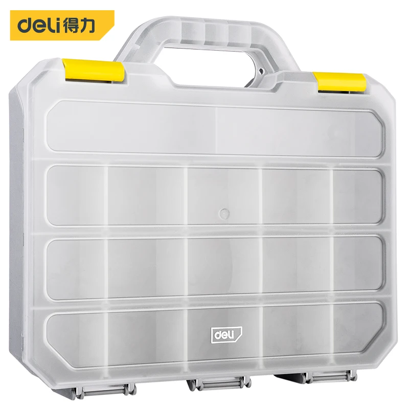 Deli 1 Pcs 16.5'' PP Material Parts Storage Box with Handle Detachable Insert Design Repairing Workers Portable Organizers Box