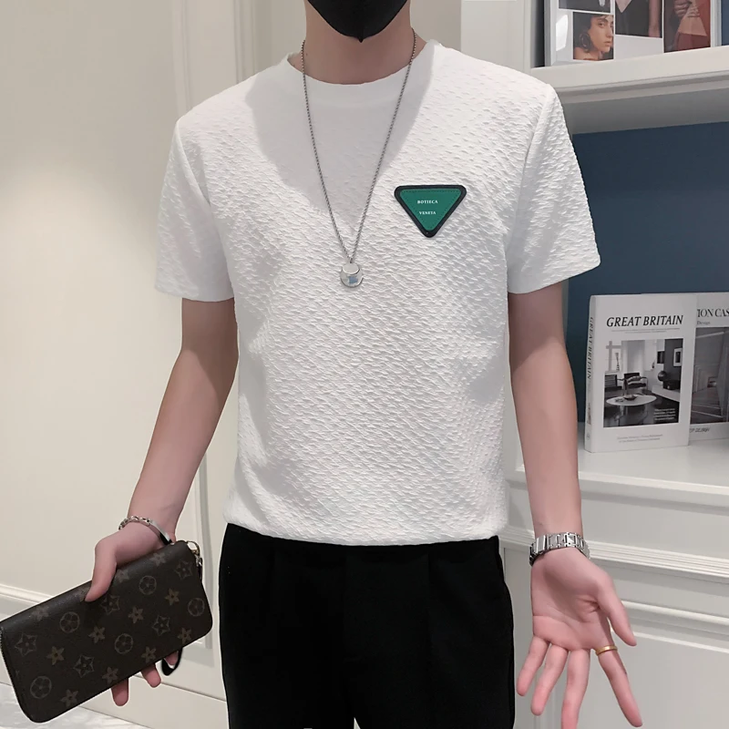 

2023 летние мужские футболки с коротким рукавом, модная повседневная футболка с круглым вырезом, уличная одежда, тонкие дышащие удобные футбо...