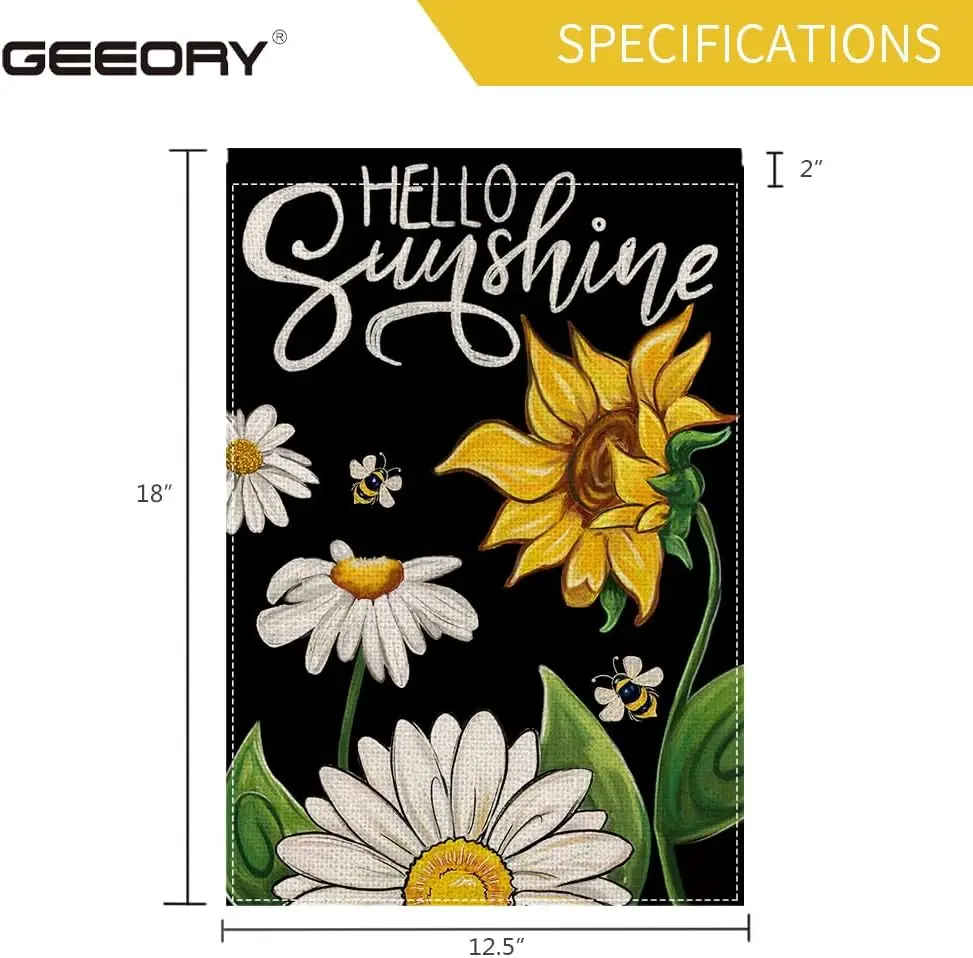 GEEORY летний садовый флаг 12 5x18 дюймов цветочный декоративный двусторонний Hello Sunshine