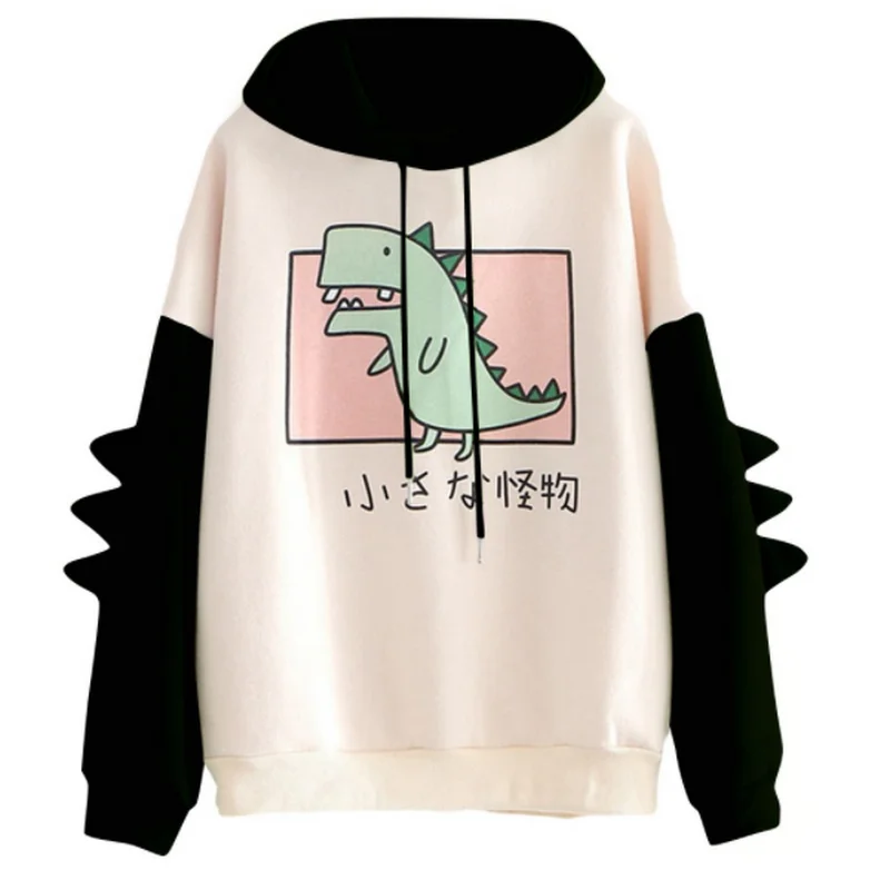 

Dinosaur Oversized Cartoon Hoodie Women Fashion Sweatshirt Casual Print Korean Style Thicken Sweatshirt Winter dino hoodie Tops