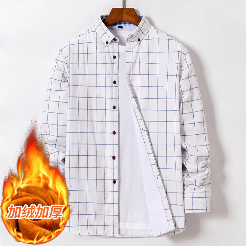 

2022 Autumn/Winter New Men's Classic Fashion Versatile Long-Sleeve Shirt Men's Fleece and Thick Warm High Quality Shirt 027