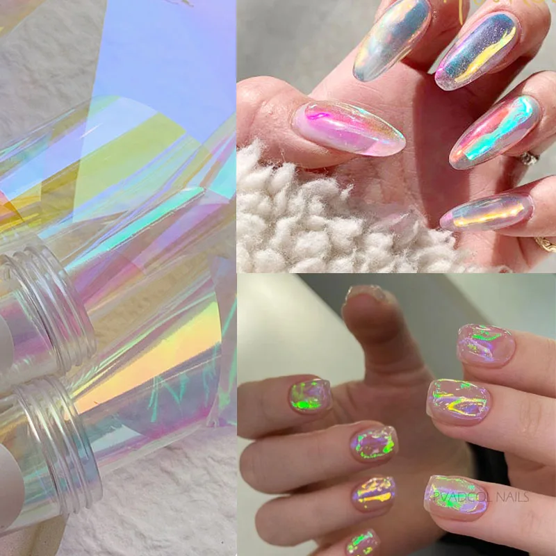 

Tetty Aurora Nails Glass Foil Film Sticker Korean Nail Trend Design Manicure Decoration Tool