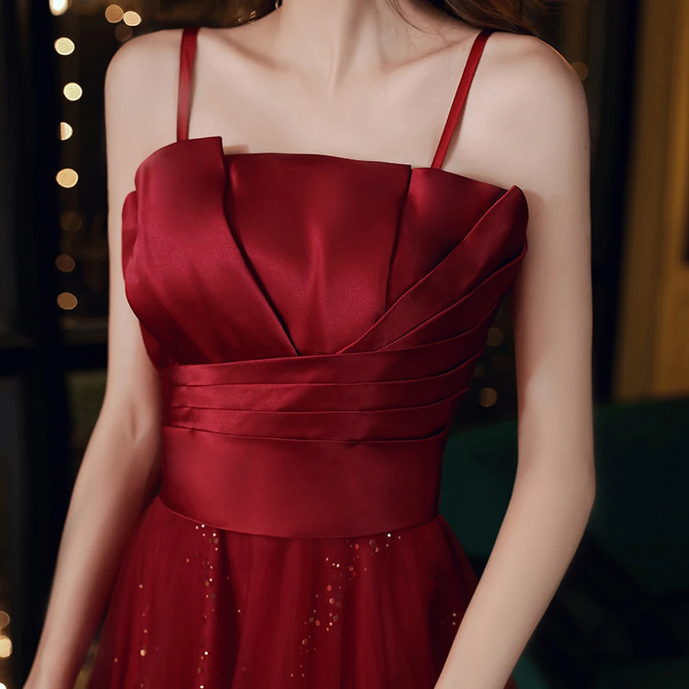 Gown female red wedding 2022 autumn and winter models bridal dinner bust slim host annual meeting magnanimous long dress