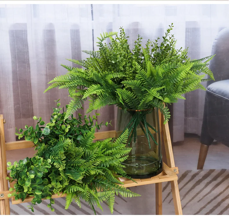 

Artificial Plants,Fake Boston Fern Greenery Outdoor UV Resistant No Fade Faux Plastic Plants Garden Porch Window Box Decorating