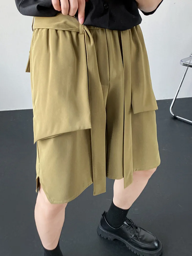 

SYUHGFA Fashion Big Pockets Summer Casual Shorts For Men Clothing 2022 Simple Knee Length Loose Straight Short Homme Streetwear