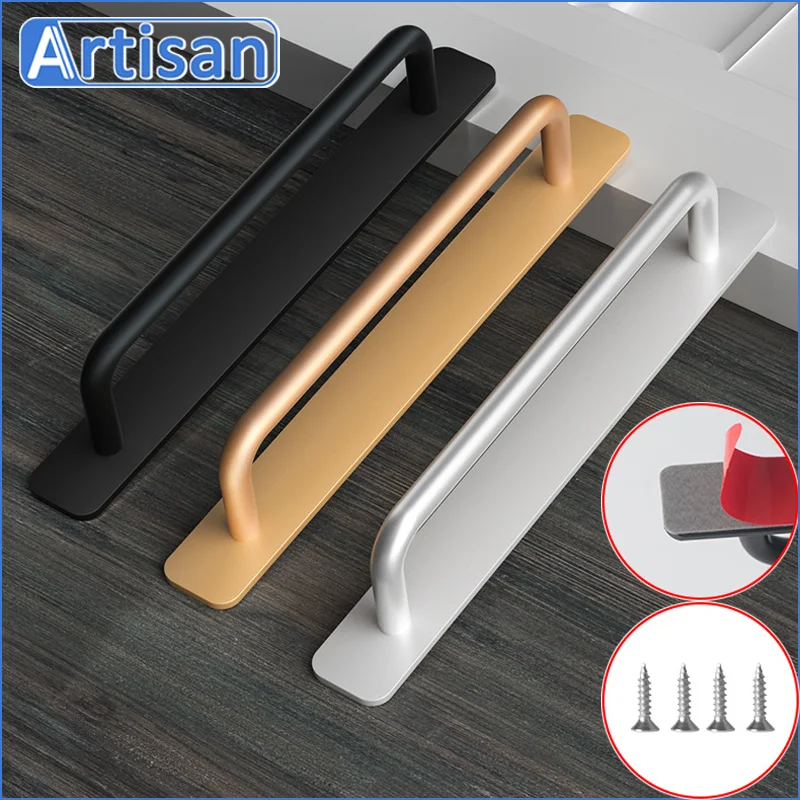

Door Handle Cabinet Aluminum Alloy No Punching Push-pull Balcony Gate Window Pulls Knob Kitchen Furniture Handle Interior Doors