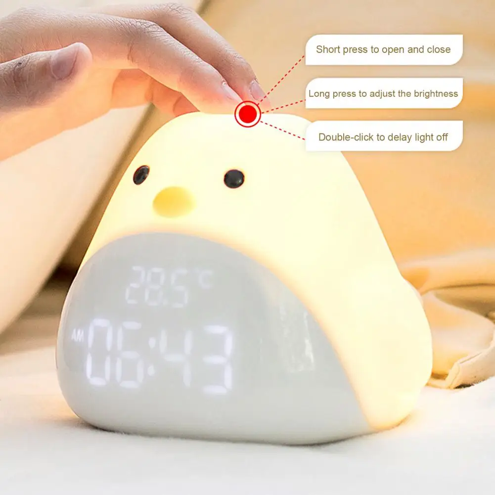 

Alarm Clock Low Noise Small Night Light Gifts Time Temperature Display Cute Bird Shape Children Digital Clock for Bedroom