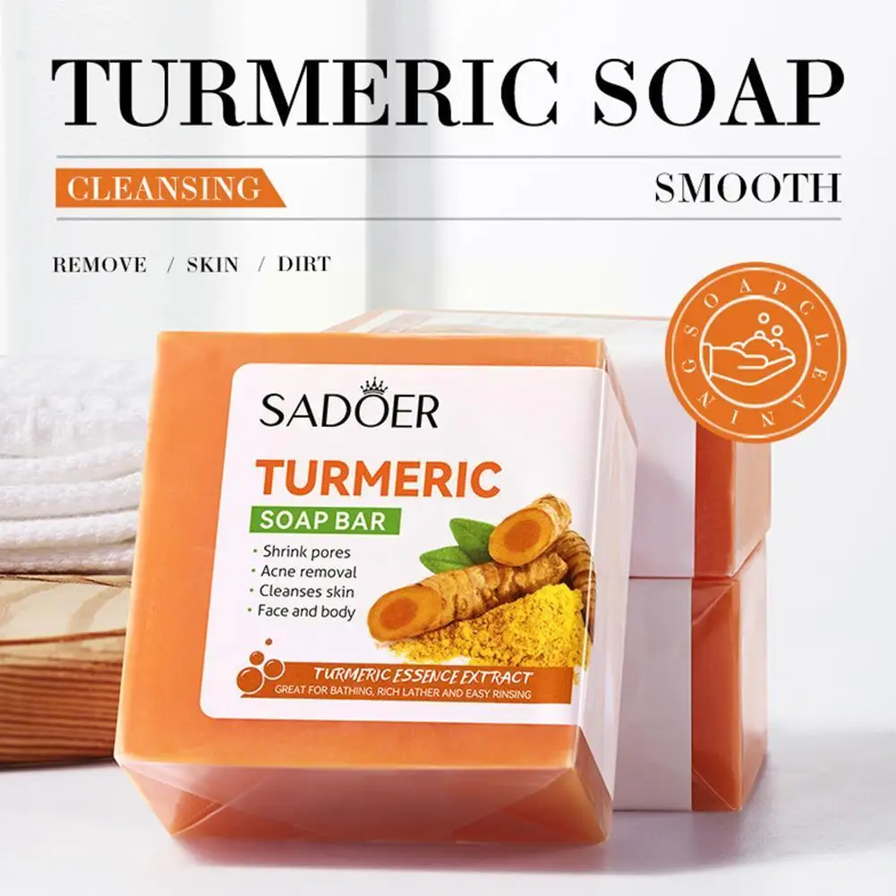 

Turmeric Hand Soap Facial Cleansing Bath Skin Cleansing Deep Darkness Cleaning Oil Remove Bleaching Whitening Soap Essentia F8Y8