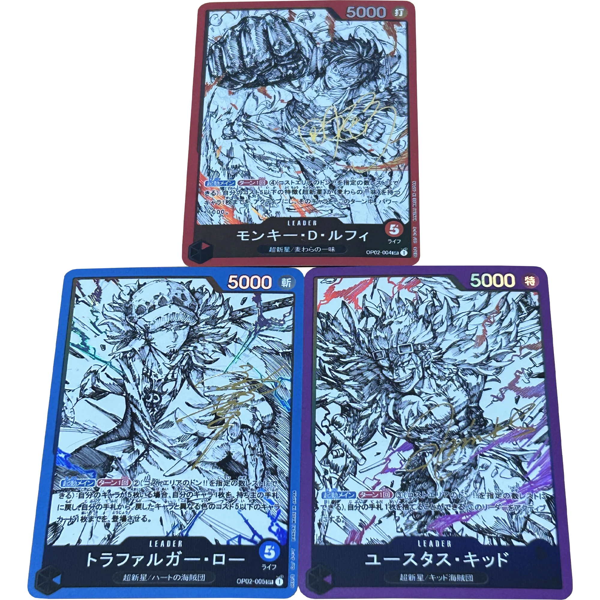 3 шт./компл. самодельные слитные три капитана флэш-карты Луффи Лев детская