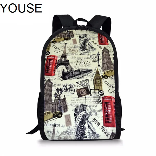 Модный женский школьный рюкзак YOUSEBackpack с Лондоном, женский рюкзак, индивидуальная школьная сумка для девочек-подростков, женские рюкзаки