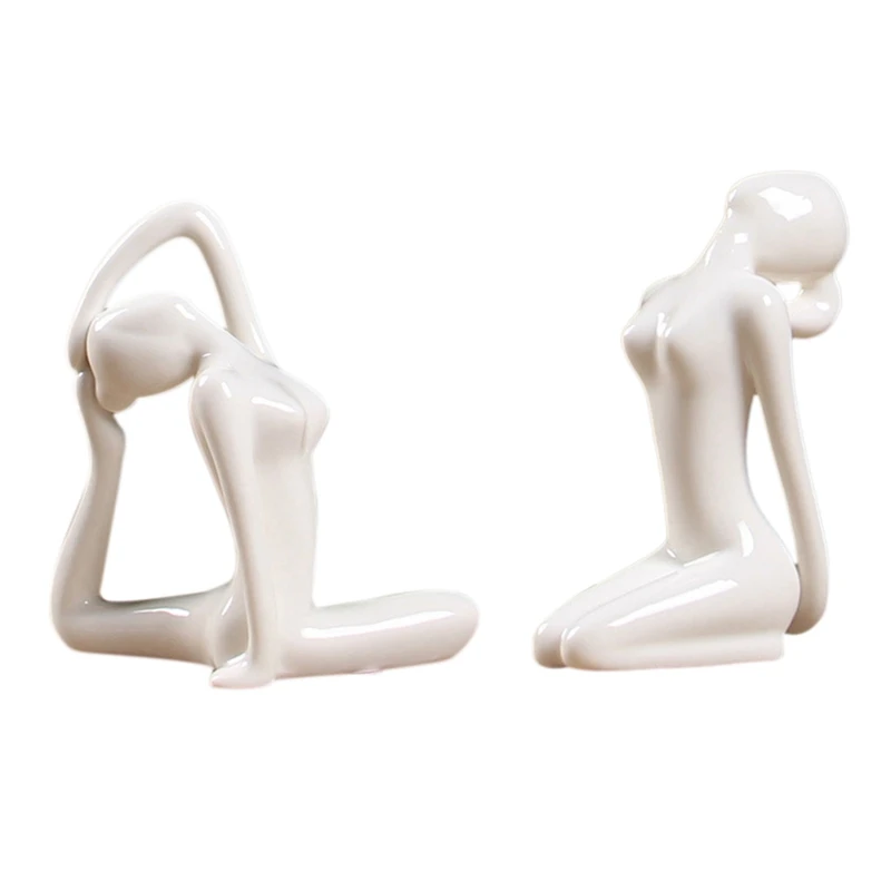 

2 Pcs Abstract Art Ceramic Yoga Poses Figurine Porcelain Yoga Lady Figure Statue Home Yoga Studio Decor Ornament, 8 & 10