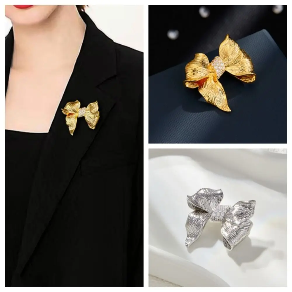 Портативная легкая роскошная брошь с бантом оригинальный дизайн простые булавки