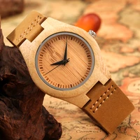 ladies wooden watch natural bamboo quartz clock leather strap top brand luxury ladies wristwatch minimalist wooden bracelet