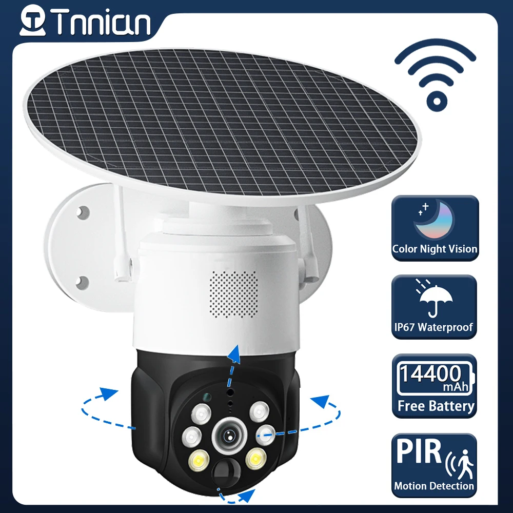 

5MP Smart Solar WiFi Camera Powered Rechargable Battery Wifi Camera Waterproof Wireless PTZ PIR Detection Surveillance Camera