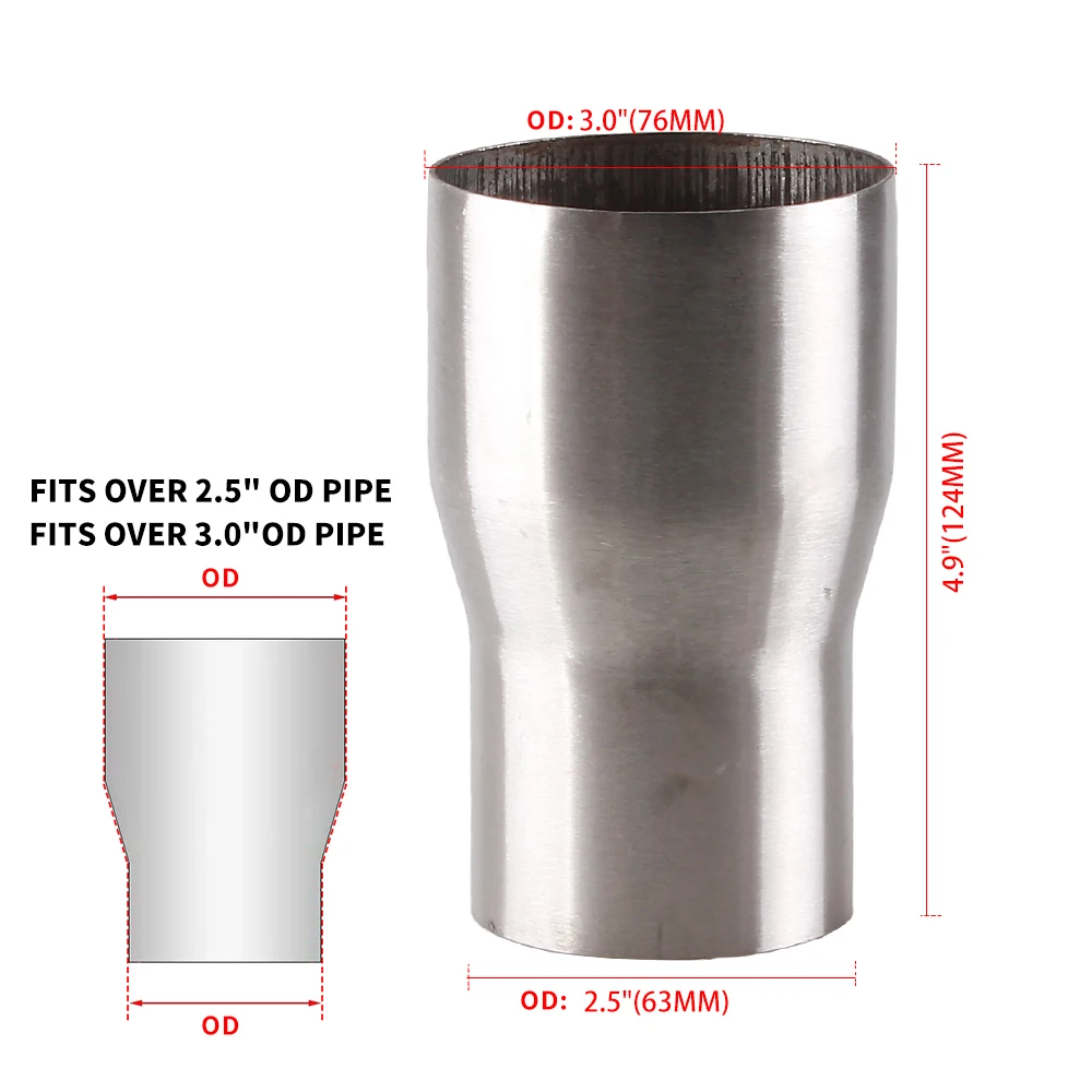 51 мм 63 мм 57 мм 76 мм универсальный автомобильный выхлопной редуктор из нержавеющей стали, переходник для трубки, соединение впускной трубы